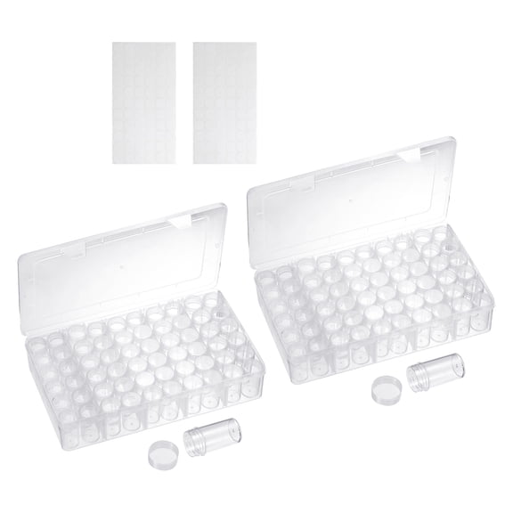 Uxcell Bead Organizer Box Diamond Art Containers 2pcs Rectangular Plastic Storage Case 120pcs Mini Clear Bead Storage Containers Boxes with 132pcs Stickers for Jewelry Beading Crafts