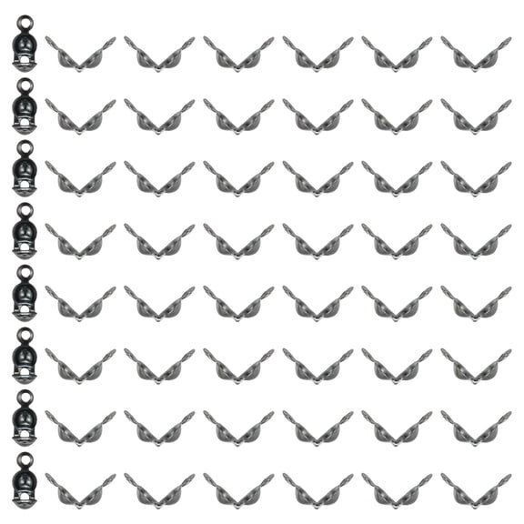 Uxcell Bead Tips Knot Cover, 1600 Pcs Open Bead Tips Clamshell Fold-Over Bead Clamshell Calotte Ends Caps, Black