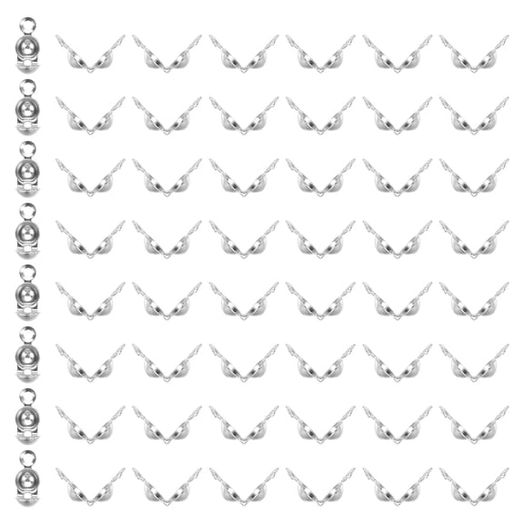 Uxcell Bead Tips Knot Cover, 1600 Pcs Open Bead Tips Clamshell Fold-Over Bead Clamshell Calotte Ends Caps, Silver Tone