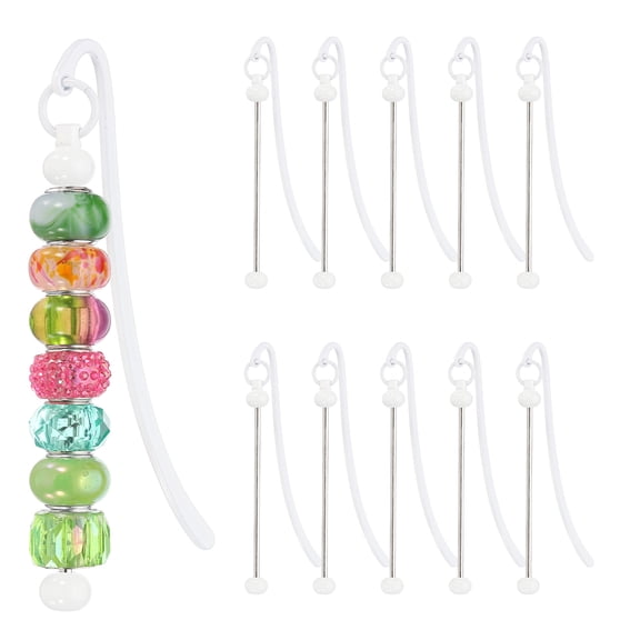 Uxcell Beadable Bookmarks, 10 Pcs Beaded Bookmark DIY Metal Blank Bar Bulk for Bookmark Craft, White