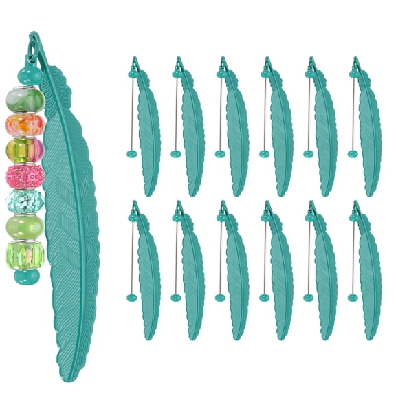 Uxcell Beadable Bookmarks, 12 Pcs Beaded Bookmark DIY Metal Blank Bar Bulk for Bookmark Craft, Peacock Blue