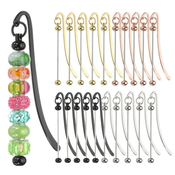 Uxcell Beadable Bookmarks, 20 Pcs Beaded Bookmark DIY Metal Blank Bar Bulk for Bookmark Craft, 4 Colors