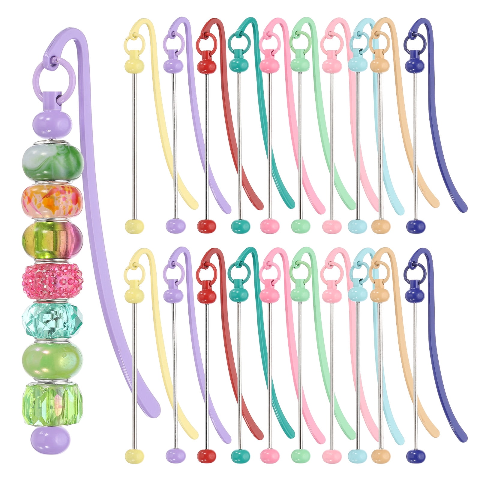 Uxcell Beadable Bookmarks, 20 Pcs Beaded Bookmark DIY Metal Blank Bar Bulk for Bookmark Craft, Colorful