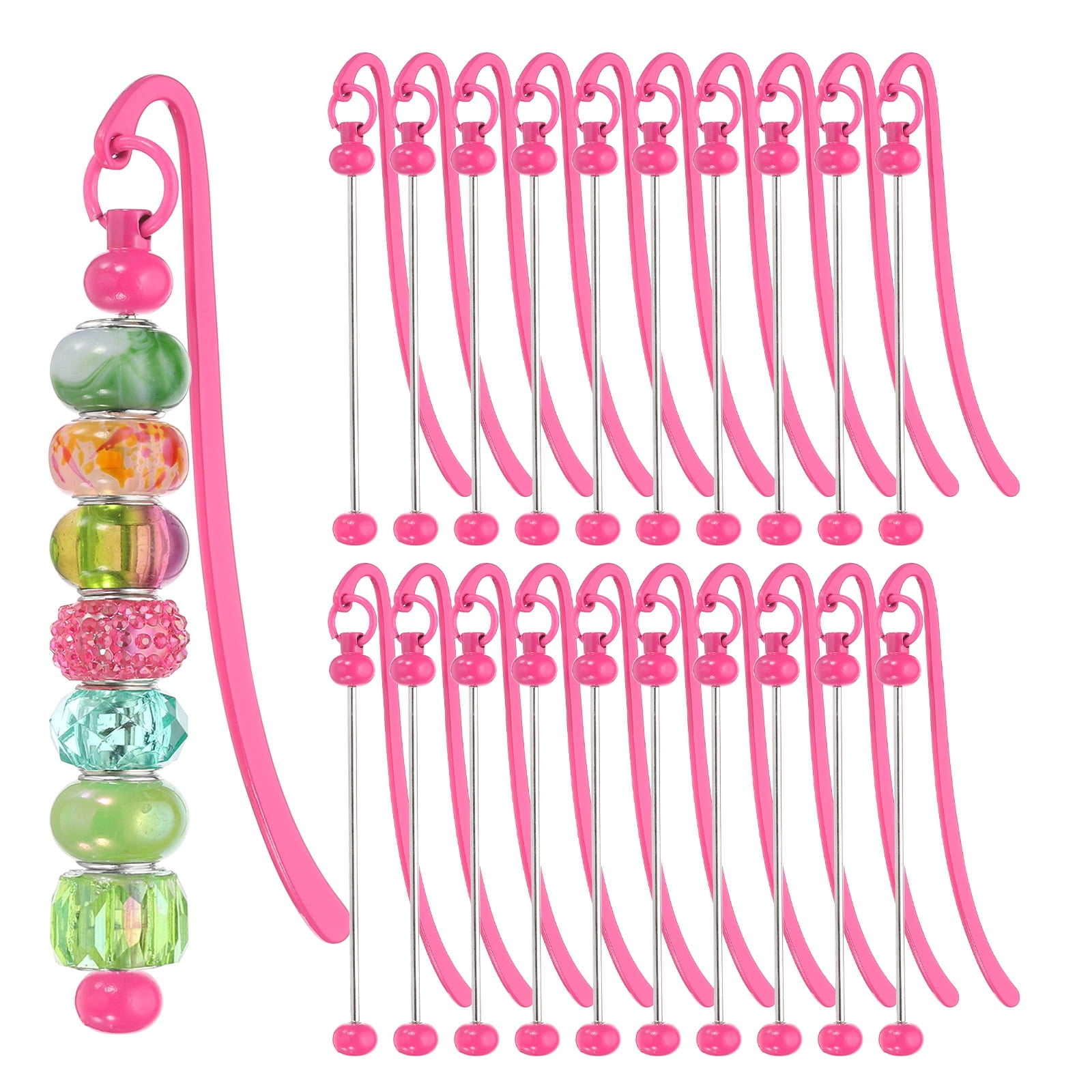 Uxcell Beadable Bookmarks, 20 Pcs Beaded Bookmark DIY Metal Blank Bar Bulk for Bookmark Craft, Rose Red