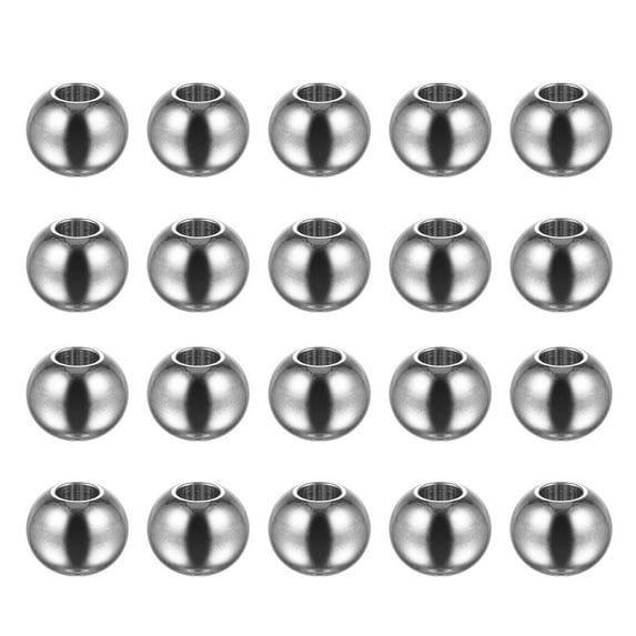 Uxcell Beads 10mm Stainless Steel 4mm Hole Dia Bead for DIY Crafts, Silver Tone 20 Pack