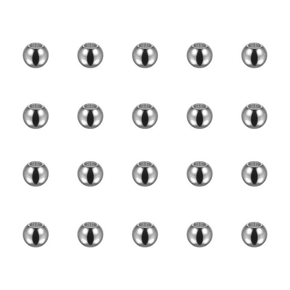 Uxcell Beads 4mm Stainless Steel 1.8mm Hole Dia Bead for DIY Crafts, Silver Tone 20 Pack