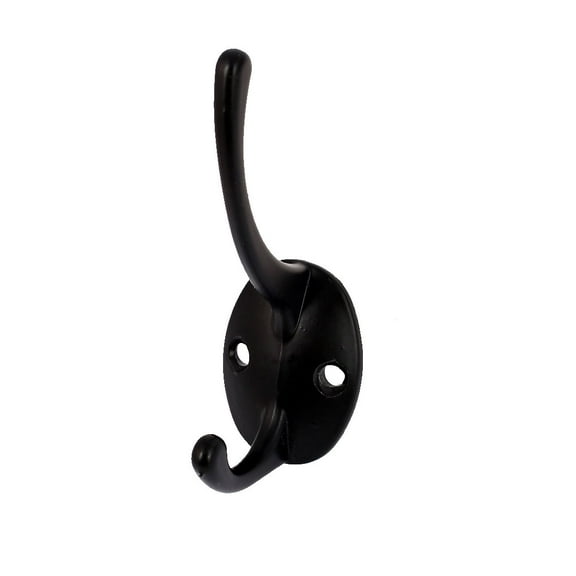 Uxcell Bedroom Clothes Coat Hanging Wall Mounted Metal Double Hanger Hook Black