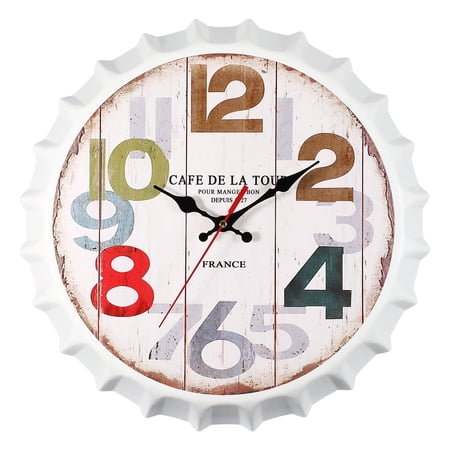 Uxcell Beer Cap Wall Clock 14 Inch, Retro Industrial Silent Non-Ticking Metal Clock for Man Bar Pub Garage Room Decor, Multicolor Numeral Design price history and forecast - Uxcell