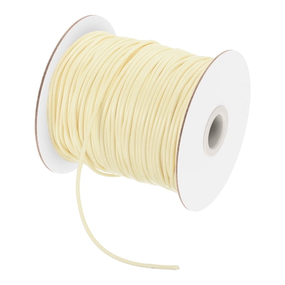 Uxcell Beige 2mm Waxed Cord 98 Yard Wax Bead Thread String for Jewelry Making