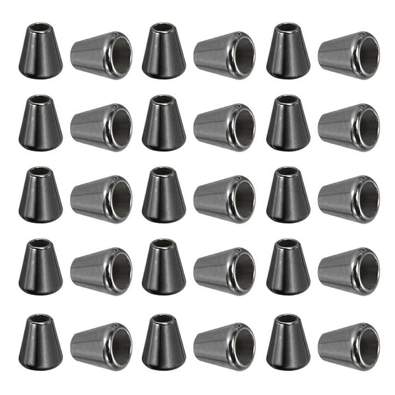 Uxcell Bell Stopper Conical Cord Ends, 30 Pack Zinc Alloy Cord Rope Fastener Lock Clip for DIY Clothes, Dark Grey