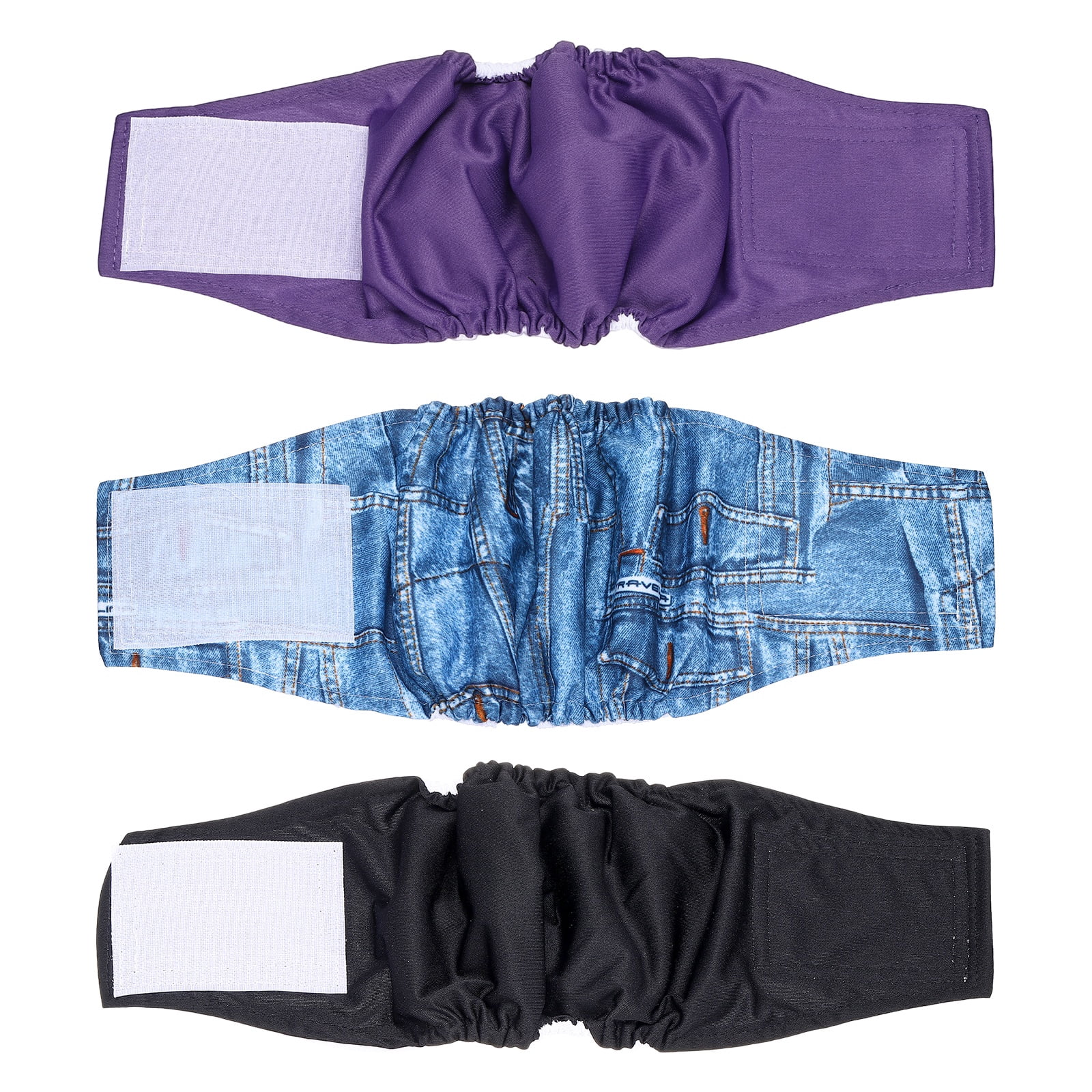 Uxcell Belly Bands for Male Dogs, Reusable Washable Dog Diapers High Absorbing Wrap Diapers, (3Pcs, L, Denim Color, Purple, Black), Intended for Male Small Doggie/Puppies Training