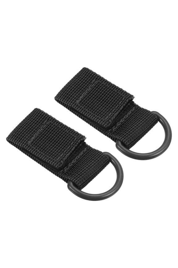 Belt Keeper Key Chain, 2 pack D Type Nylon Webbing Strap Key Chain Hook, Black