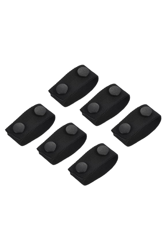 Belt Keeper, Nylon Webbing Loop Holder with Double Snaps for 22" Wide Belt Security Fixing, Black 6 Pack