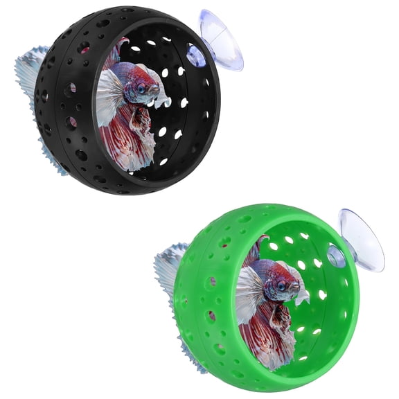 Uxcell Betta Bulb Hide, Bettas Tank Accessories with Suction Cups Aquarium Fish Aquarium Decor, (2Pcs, Black/Green), Intended for Small Fish / Shrimp / Guppy