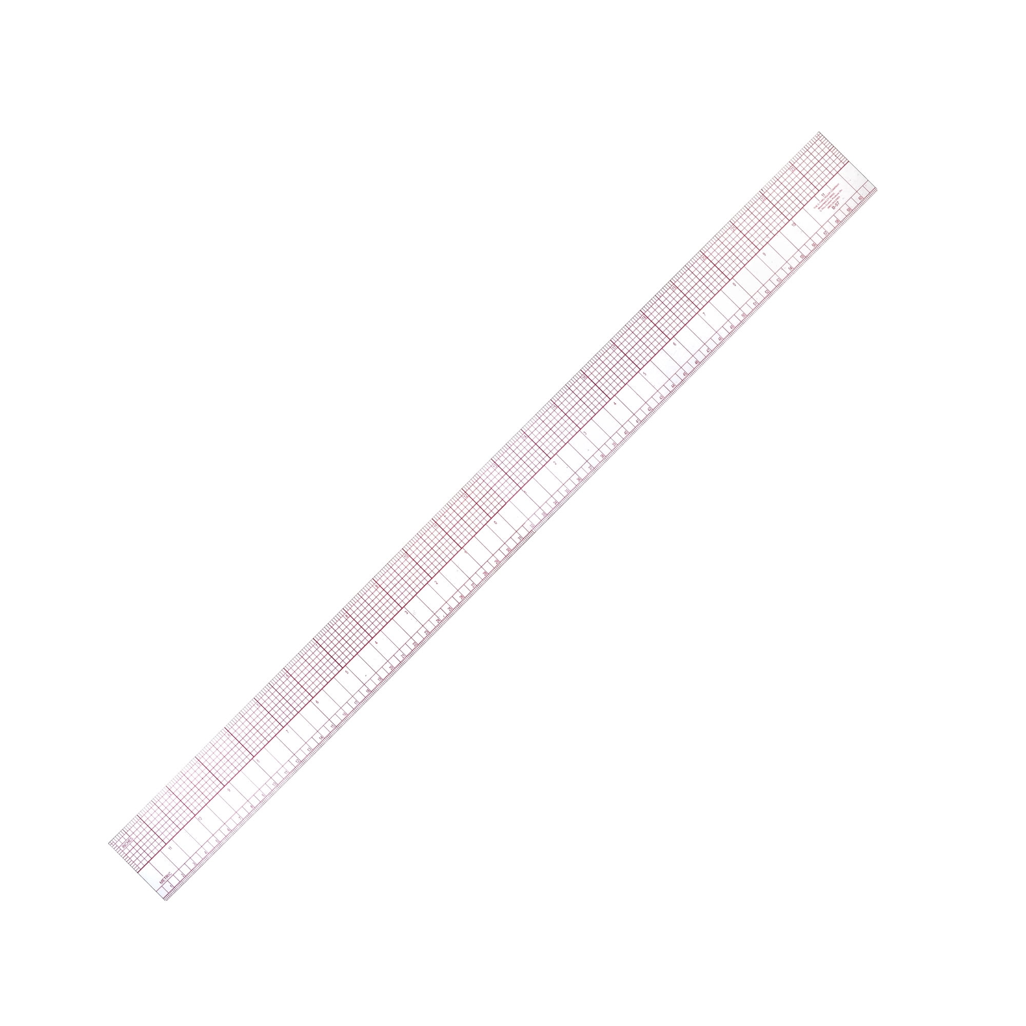 Uxcell Beveled Ruler 60cm /23 inch Plastic Transparent B97 Sewing Tool, Red