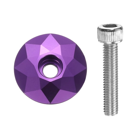Uxcell Bicycle Headset Stem Top Cap 1-1/4" OD with M6 Bolt, Purple