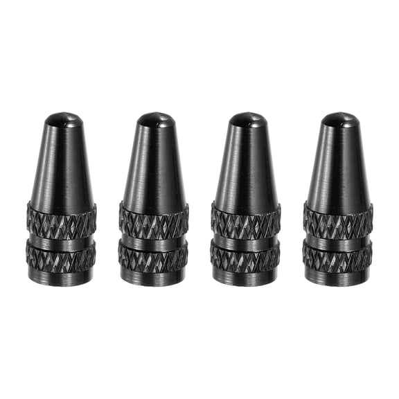 Uxcell Bicycle Tire Valve Stem Caps, 4 Pack Anodized Aluminum French Universal Bicycle Caps, Black