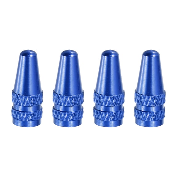 Uxcell Bicycle Tire Valve Stem Caps, 4 Pack Anodized Aluminum French Universal Bicycle Caps, Blue