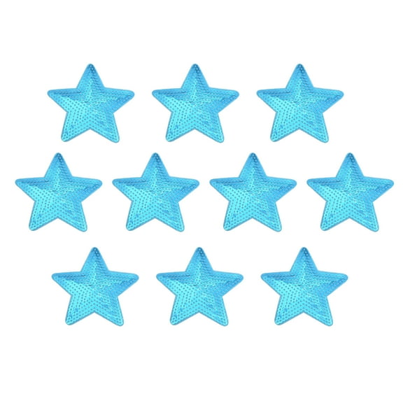 Uxcell Big 5 Star Sequins Iron-on Patches Sew Sequin Patch for Clothing Repair 87x87mm/3.43x3.43" Pack of 10(Blue)