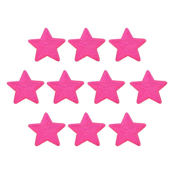 Uxcell Big 5 Star Sequins Iron-on Patches Sew Sequin Patch for Clothing Repair 90x90mm/3.54x3.54" Pack of 10(Rose Red)