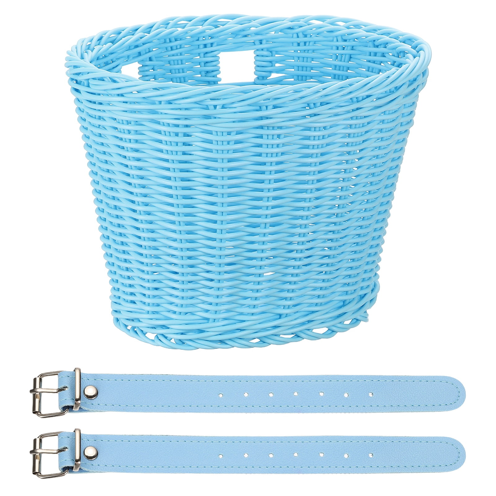 Uxcell Bike Basket Front, Hand-Woven Bicycle Basket with Adjustable PU Belts 1 Pack & Blue-Fitting For(Most Road Bikes, Bicycles/Scooters)