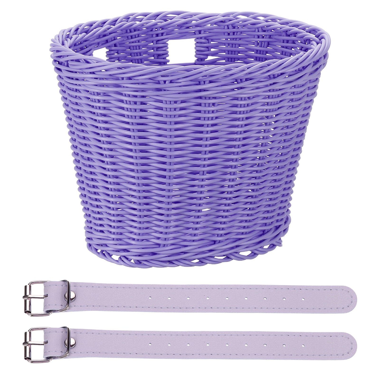 Uxcell Bike Basket Front, Hand-Woven Bicycle Basket with Adjustable PU Belts 1 Pack & Purple-Fitting For(Most Road Bikes, Bicycles/Scooters)