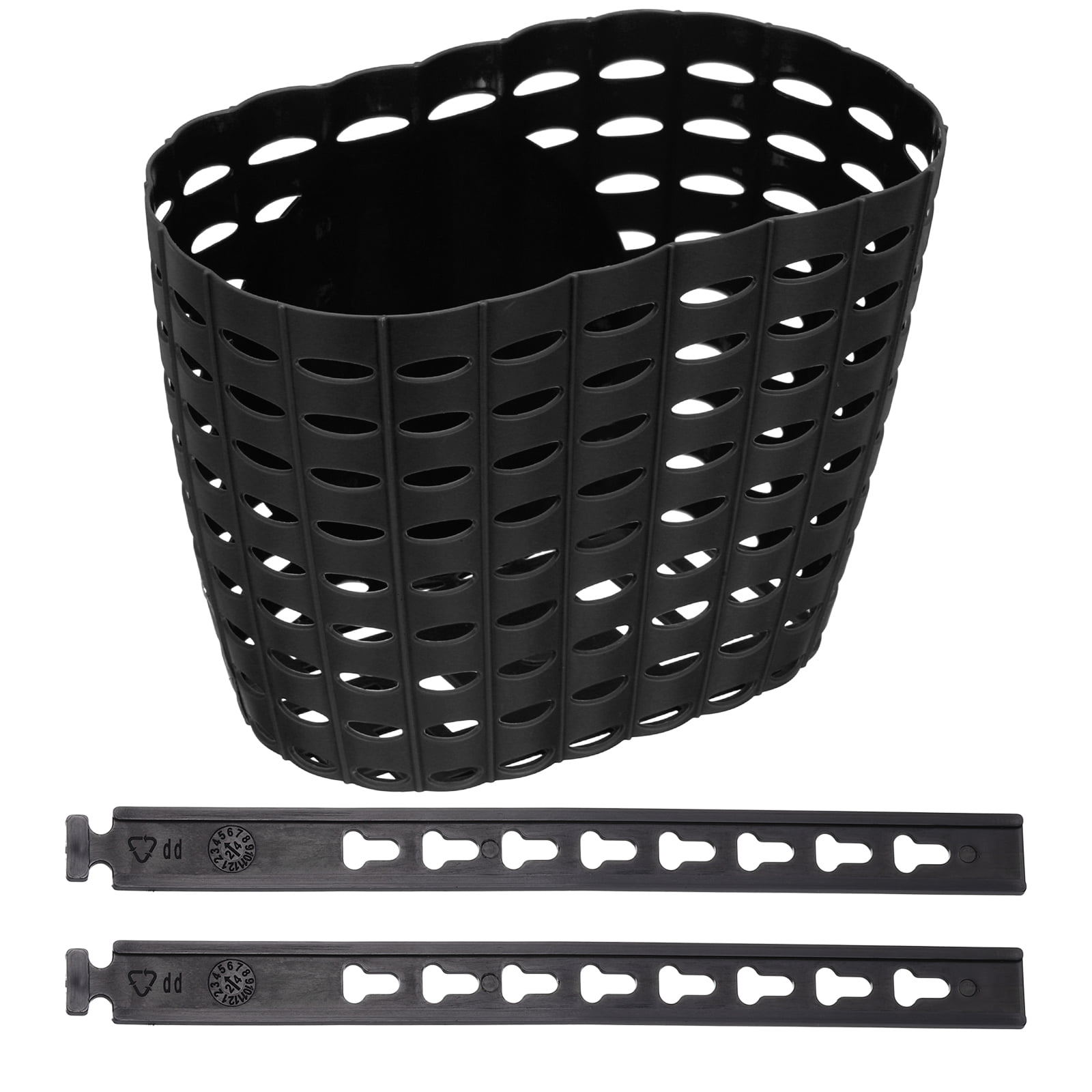 Uxcell Bike Basket, Plastic Bicycle Basket Adjustable Front Baskets with 2 Adjustment Buckles Unisex Strong Load 7.7 x 5.1 x 5.9" & Black-Fitting For(Most Bikes/Tricycle/Scooters)