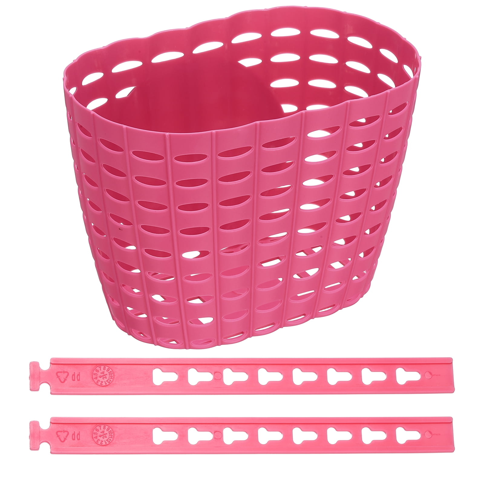 Uxcell Bike Basket, Plastic Bicycle Basket Adjustable Front Baskets with 2 Adjustment Buckles Unisex Strong Load 7.7 x 5.1 x 5.9" & Fuchsia-Fitting For(Most Bikes/Tricycle/Scooters)