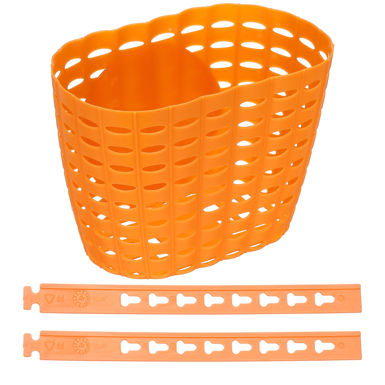 Uxcell Bike Basket, Plastic Bicycle Basket Adjustable Front Baskets with 2 Adjustment Buckles Unisex Strong Load 7.7 x 5.1 x 5.9" & Orange-Fitting For(Most Bikes/Tricycle/Scooters)