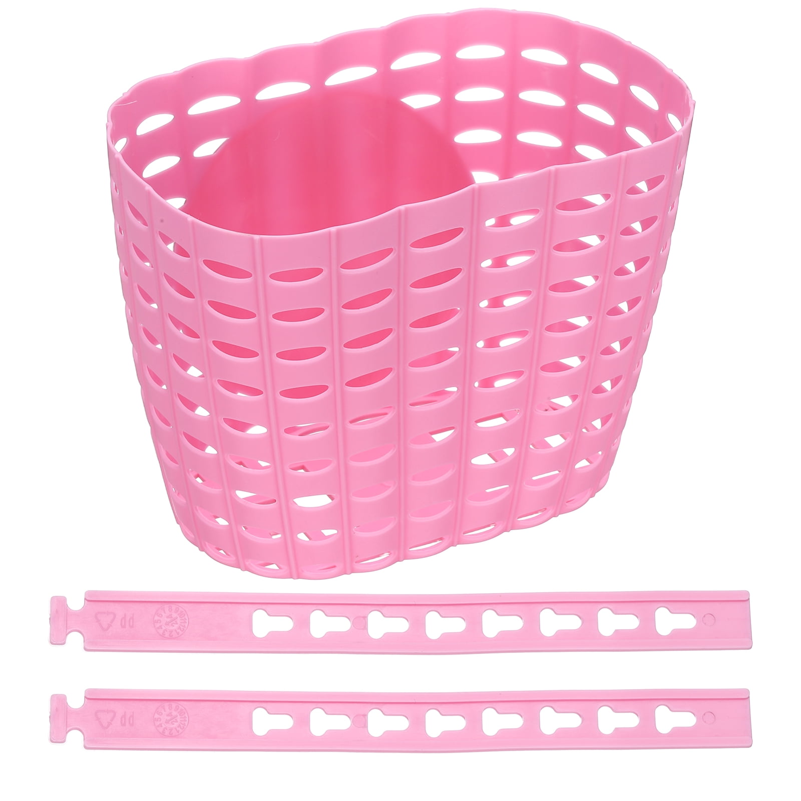 Uxcell Bike Basket, Plastic Bicycle Basket Adjustable Front Baskets with 2 Adjustment Buckles Unisex Strong Load 7.7 x 5.1 x 5.9" & Pink-Fitting For(Most Bikes/Tricycle/Scooters)