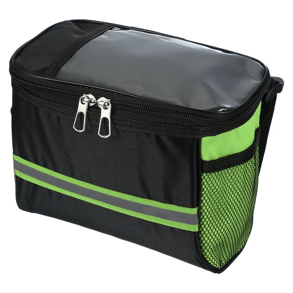 Uxcell Bike Handlebar Bag, Bike Frame Bag Waterproof Bike Basket Bag with Reflective Strip Bicycle Green