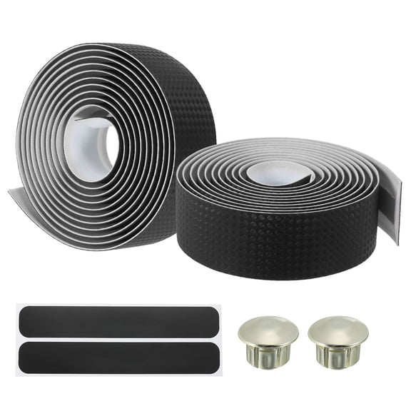 Uxcell Bike Handlebar Tape EVA Carbon Handle Grip Wraps Bicycle Bar Tape with Black End Plugs Black 2 Pack