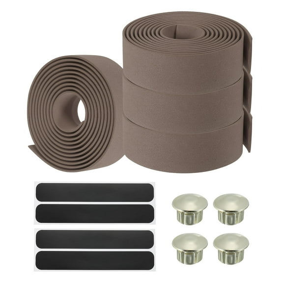 Uxcell Bike Handlebar Tape EVA Handle Grip Wraps Bicycle Bar Tape with Black End Plugs Brown 4 Pack