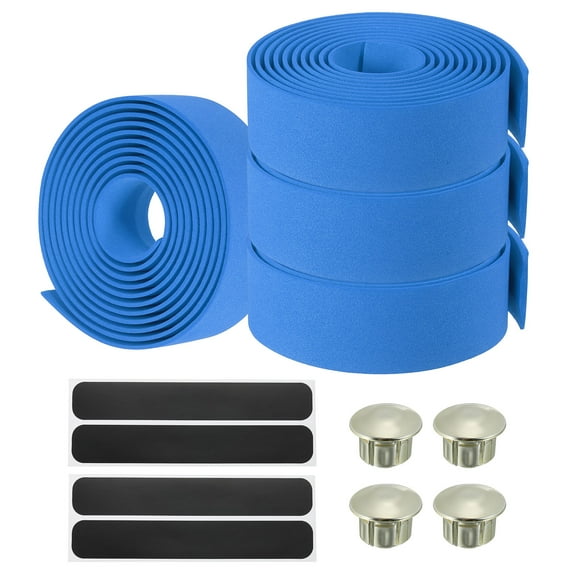 Uxcell Bike Handlebar Tape EVA Handle Grip Wraps Bicycle Bar Tape with Black End Plugs Sea Blue 4 Pack
