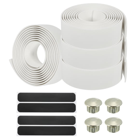 Uxcell Bike Handlebar Tape EVA Handle Grip Wraps Bicycle Bar Tape with Black End Plugs White 4 Pack