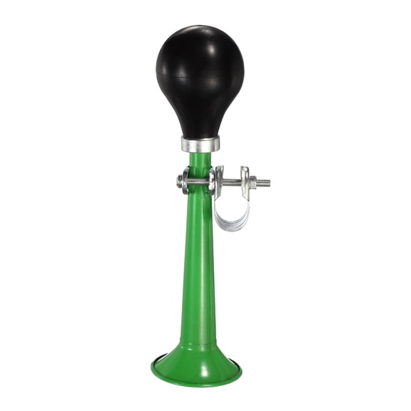 Uxcell Bike Horn, Air Horns for Safety with Air Squeeze Metal Handlebar Bugle Bicycle Loud Bell 8 Inch & Green - Fit for (Road/Mountain/Bikes/Scooters)