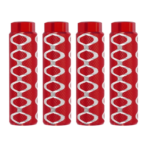 Uxcell 4 Pack Aluminum Alloy Bike Pegs Anti-Skid Fit 3/8 inch Axles with Circle Red