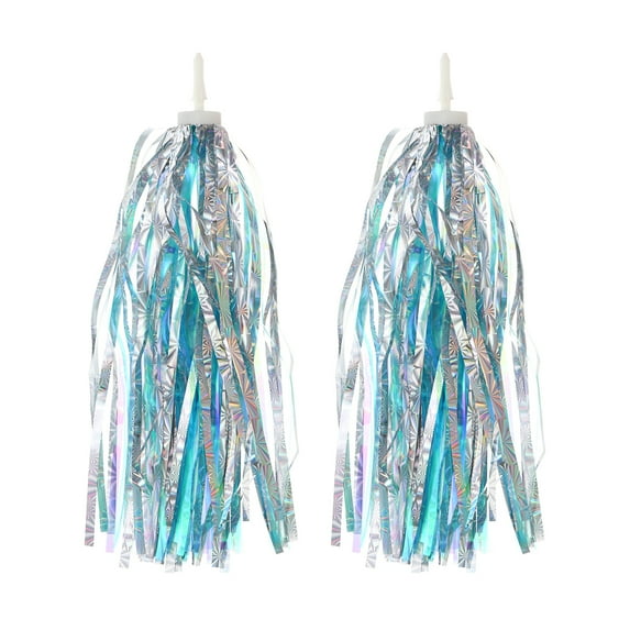Uxcell Bike Streamers, Colorful Scooter Handlebar Tassels Grips Ribbon Accessories Decorations, Blue Silver