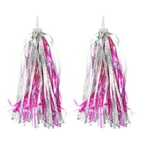 Uxcell Bike Streamers, Colorful Scooter Handlebar Tassels Grips Ribbon Accessories Decorations, Rose Red Silver