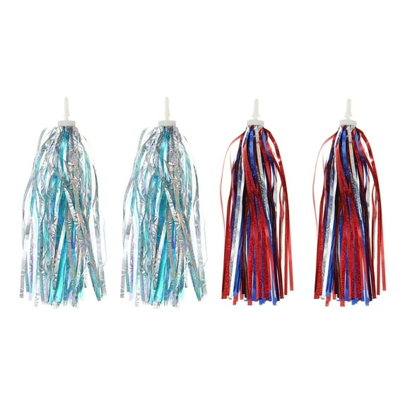 Uxcell Bike Streamers, Colorful Scooter Handlebar Tassels Grips Ribbon Accessories Decorations, Silver/Red Blue 2 Set