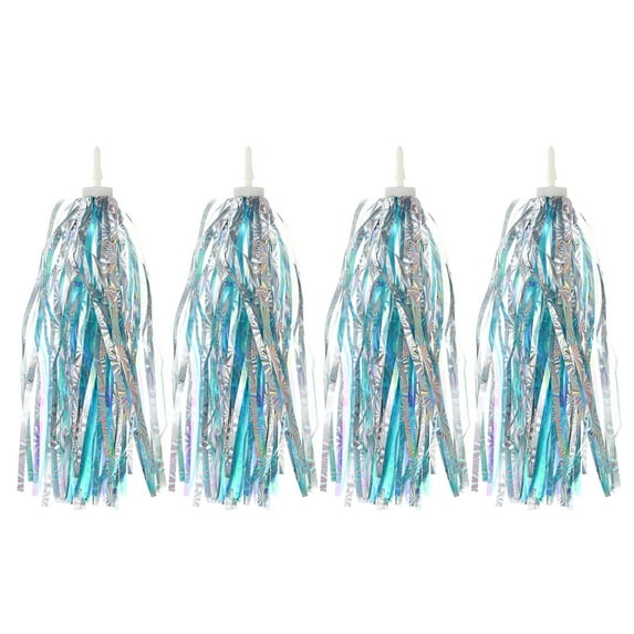 Uxcell Bike Streamers, Colorful Scooter Handlebar Tassels Grips Ribbon Accessories Decorations for Tricycle Handle Blue/Silver