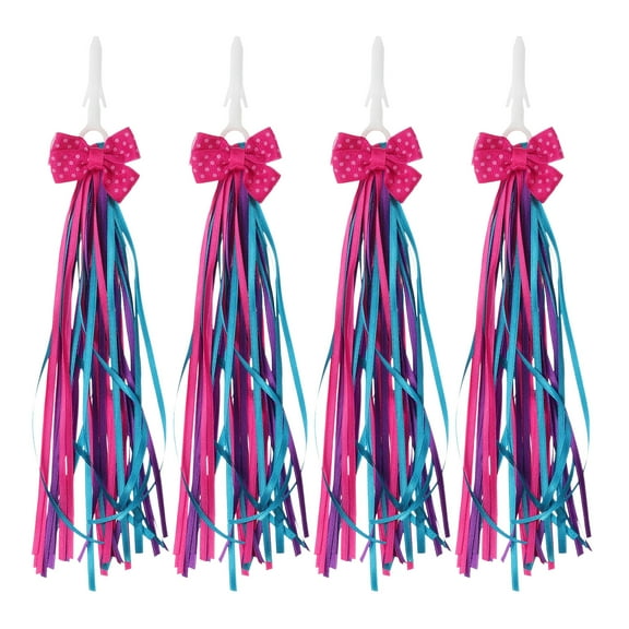 Uxcell Bike Streamers, Colorful Scooter Handlebar Tassels Grips Ribbon Accessories Decorations for Girls Rose Red Purple
