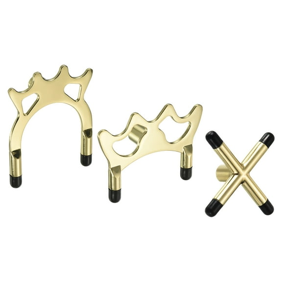 Uxcell Billiard Bridge Head Pool Cue Stick Bridge Billiard Accessories with Rubber Sleeves Gold Tone 3 in 1