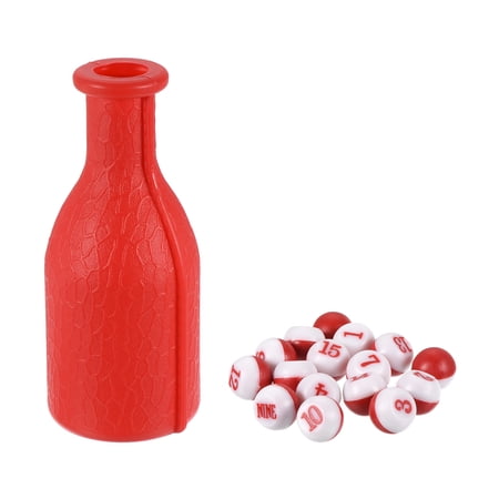Uxcell Billiard Pool Shaker Bottle Plastic with 16 Numbered Tally Balls Peas, Red