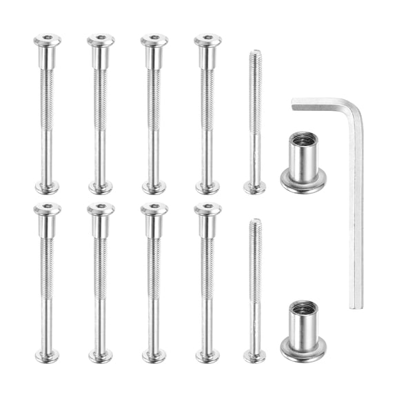 Uxcell Binding Screw Posts Fit for 3/8"(10mm) Hole Dia M8 x 90mm Carbon Steel Binding Bolts with Hex Wrench 5 Set