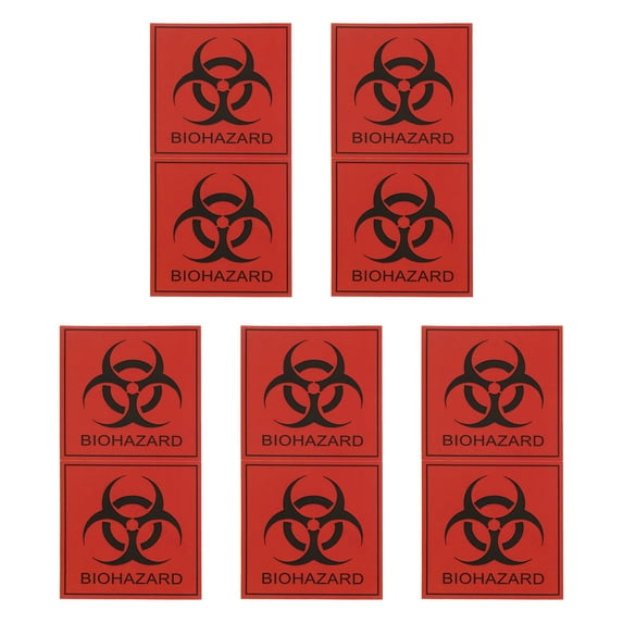 Uxcell Biohazard Stickers Warning Sign Red with Black Words Warning Label 50mmx50mm for Industrial 10pcs