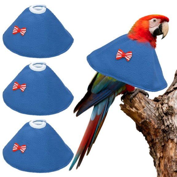 Uxcell Bird Collars, Bird Cone Collar Protective Recovery Cones, Soft Adjustable Anti-Bite Feather Neck Protector (Blue, L, 3 Pcs)