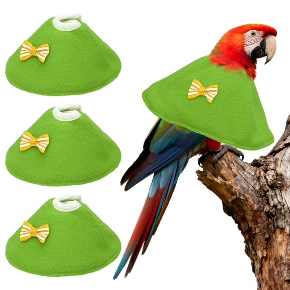 Uxcell Bird Collars, Bird Cone Collar Protective Recovery Cones, Soft Adjustable Anti-Bite Feather Neck Protector (Green, M, 3 Pcs)