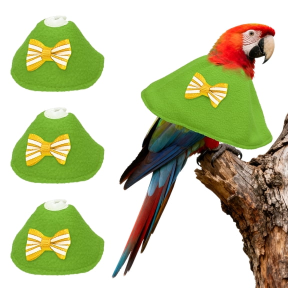 Uxcell Bird Collars, Bird Cone Collar Protective Recovery Cones, Soft Adjustable Anti-Bite Feather Neck Protector (Green, XS, 3 Pcs)
