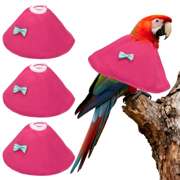 Uxcell Bird Collars, Bird Cone Collar Protective Recovery Cones, Soft Adjustable Anti-Bite Feather Neck Protector (Pink, L, 3 Pcs)